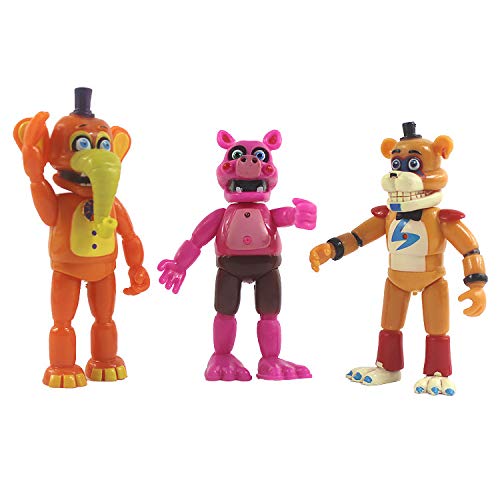 Jiumaocleu Five Nights At Freddy's Figures 8 PCS Freddy Foxy Piggy Anime Juego Figura de acción con luces articulaciones móviles extraíbles Juguetes para niños Regalo de cumpleaños de Halloween