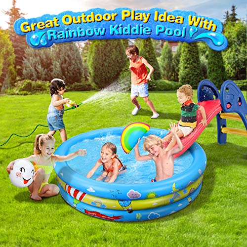 Jojoin Piscina Hinchable, Piscina Inflable Niños, 2 Almohadas Inflables, Material PVC Plástico, Fiesta de Verano en La Piscina Interior al Aire Libre 120 CM * 30 CM