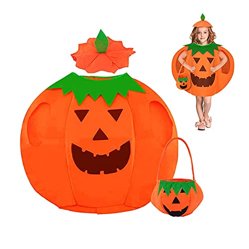 JOKILY Disfraz infantil de calabaza para Halloween, carnaval, disfraces, calabaza, cubo, halloween, fotos, botes, soporte de ropa, con bolsa