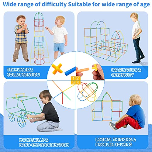 JORAKI Juguetes de Construir Fortalezas, Juguetes de Construcción de Edificios, Construcción de Bricolaje Castillos Túneles, Juguetes Educativos Creativos para Niños 3 a 12 años