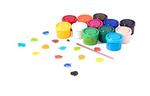 Jovi 152818 - Caja de 12 botes de tempera escolar de 35 ml, gel licuado en colores vivos, 1 unidad, Multicolor