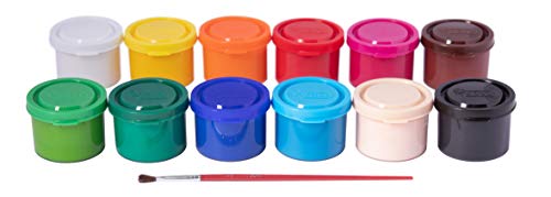 Jovi 152818 - Caja de 12 botes de tempera escolar de 35 ml, gel licuado en colores vivos, 1 unidad, Multicolor