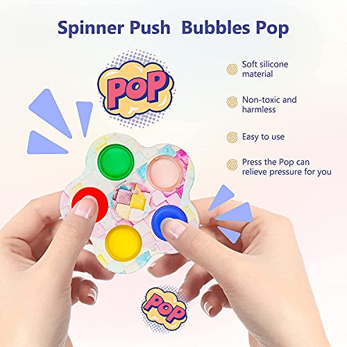 Joybright Pop Fidget Spinners-5 Piezas 2 en 1 Fidget Spinner Poppet Juguete Simple con hoyuelos,Portátil Fidget Spinner para niños y Adultos, Utilizado para aliviar el estrés y la ansiedad