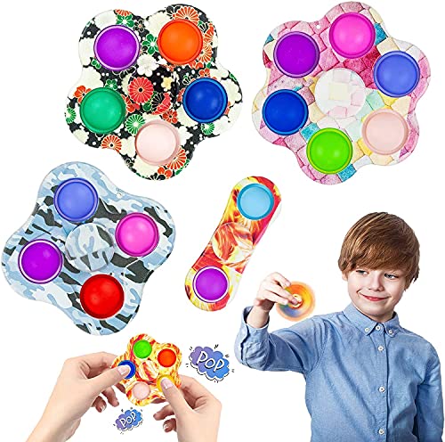 Joybright Pop Fidget Spinners-5 Piezas 2 en 1 Fidget Spinner Poppet Juguete Simple con hoyuelos,Portátil Fidget Spinner para niños y Adultos, Utilizado para aliviar el estrés y la ansiedad