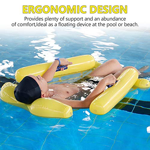 Joyhoop Colchoneta Piscina, Flotadores Piscina de Cómodo Diseño de Joroba, con Pasamanos de Ambos Lados Colchonetas Piscina Adultos Amarillo 100 x 75 cm. (con Bolsa de Almacenamiento y Inflador)