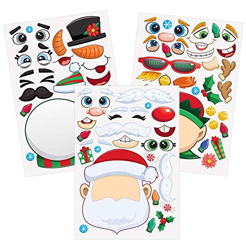 JOYIN 24 Pcs Pegatinas para Bricolaje, Hacer Sus Propios Personajes, Mezcla y Combina de Hojas de Pegatinas, Elfo, Papá Noel, Muñeco de Nieve, Pingüino y Oso Polar, Regalo para Niños de Navidad