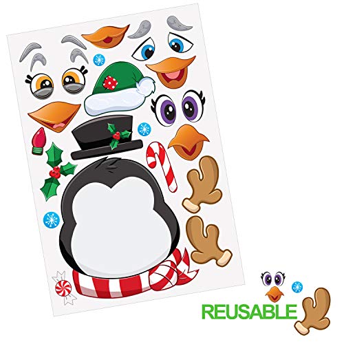 JOYIN 24 Pcs Pegatinas para Bricolaje, Hacer Sus Propios Personajes, Mezcla y Combina de Hojas de Pegatinas, Elfo, Papá Noel, Muñeco de Nieve, Pingüino y Oso Polar, Regalo para Niños de Navidad