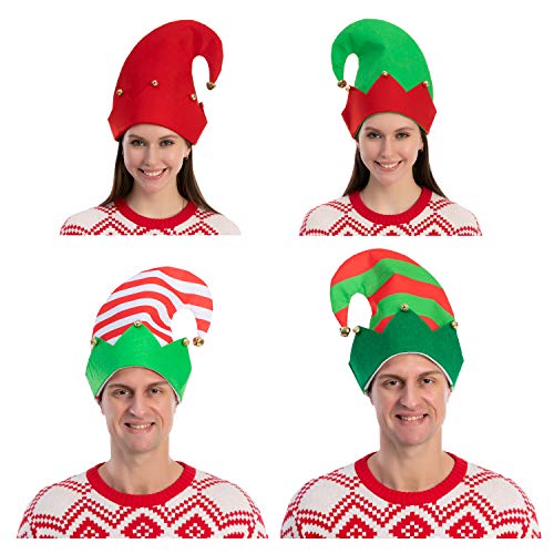 JOYIN 3 Pcs de Sombreros de Fieltro Navideño de Colores para Fiestas Navideñas, Única Talla única para la Mayoría, Niños, Adolescentes y Adultos