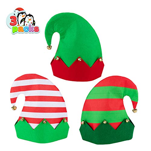 JOYIN 3 Pcs de Sombreros de Fieltro Navideño de Colores para Fiestas Navideñas, Única Talla única para la Mayoría, Niños, Adolescentes y Adultos