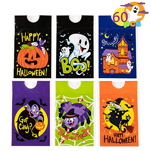 JOYIN 60 Pcs Bolsas para Dulces Golosinas de Halloween con Cordón, para Regalos de Fiesta de Halloween Truco o Trato