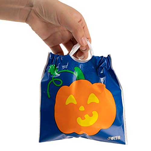 JOYIN 96 Pcs Bolsas para Dulces con Cordón de Halloween, Bolsas Pequeñas de Truco o Trato, Bolsas de Plástico para Regalos