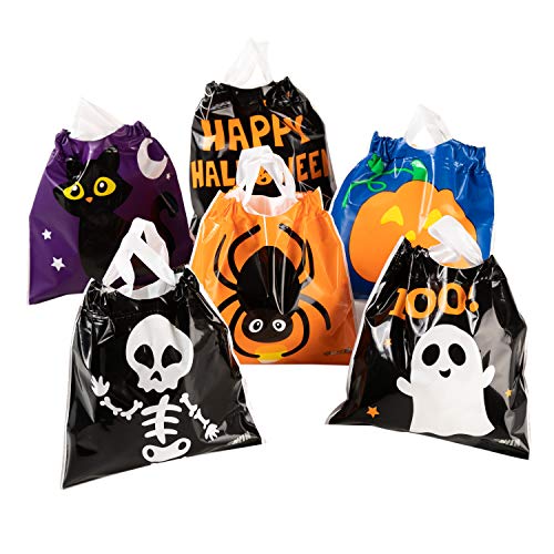 JOYIN 96 Pcs Bolsas para Dulces con Cordón de Halloween, Bolsas Pequeñas de Truco o Trato, Bolsas de Plástico para Regalos