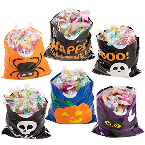 JOYIN 96 Pcs Bolsas para Dulces con Cordón de Halloween, Bolsas Pequeñas de Truco o Trato, Bolsas de Plástico para Regalos