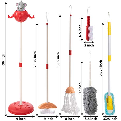 JOYIN - Juego de Limpieza para niños de 18 Piezas, Juguetes de Limpieza para niños pequeños, Incluye Escoba, trapeador, Letrero de Piso húmedo, Soporte para Colgar, Cubo, Esponja, recogedor, Aerosol