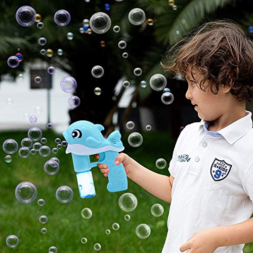 JOYIN Kit de 2 Pistolas de Burbujas, Máquina sopladora Automática de Ballena, con 2 Soluciones de Burbujas para niños, Juguete de Verano