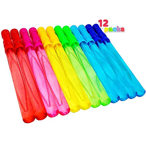 JOYIN Pomperos 12 PCS Pompas de Jabón Para Niños Burbuja Varitas Cumpleaños Bodas Exteriores Juguetes