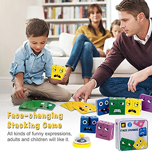 Joyivike Cubos Mágicos Wooden Magic Cube Building Blocks Face, Puzzle Iq Puzzler Building Cubes Em-oji, Juego De Interacción De Madera para Niños De Entrenamiento