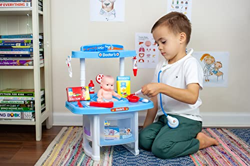 JoyKip Little Doctor Juego de rol – Centro médico de enfermería para niños con accesorios, juego de rol para niños y niñas de 3,4,5,6,7,8 años en adelante