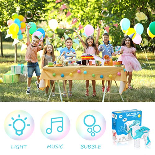 joylink Pistola de Burbujas para Niños, Máquina de Burbujas Automática Pistola de Burbujas con Música, Luz & Solución de Burbujas, Juguetes de Burbujas Soplador de Burbujas, Azul