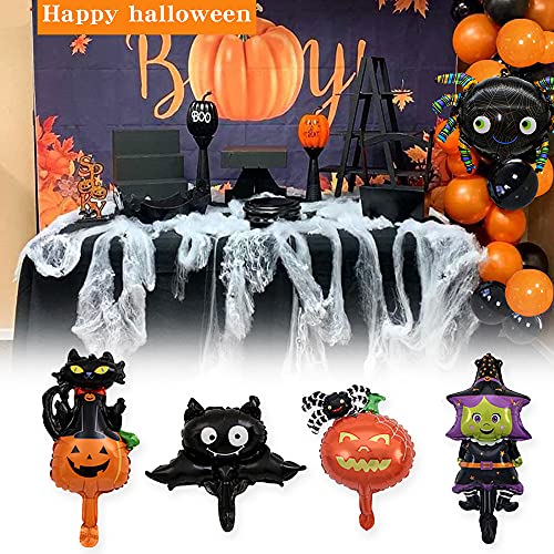 Juego de 10 globos de Halloween,para fiestas de Halloween,cabeza de monstruo,murciélago,búho,esqueleto,araña,bruja,calabaza fantasma,gato negro de calabaza,araña de calabaza,con bomba de mano