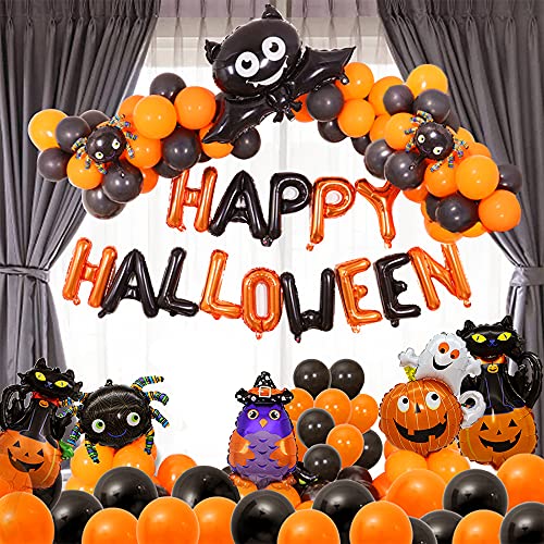 Juego de 10 globos de Halloween,para fiestas de Halloween,cabeza de monstruo,murciélago,búho,esqueleto,araña,bruja,calabaza fantasma,gato negro de calabaza,araña de calabaza,con bomba de mano