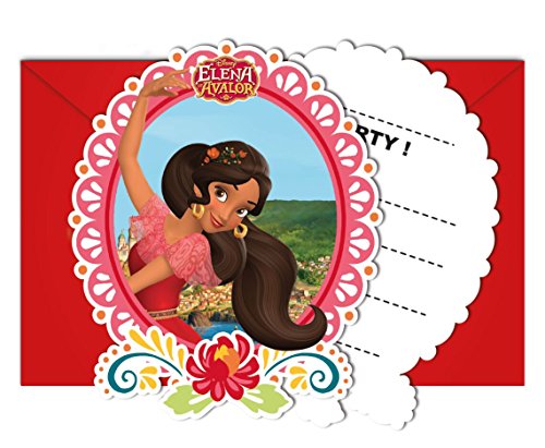 Juego de 12 tarjetas de invitación * Elna von Avalor * para cumpleaños infantiles de Disney // 6 tarjetas de invitación y 6 sobres // para fiesta temática de cumpleaños infantil