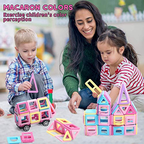 Juego de 146 piezas de construcción magnéticas de macarons que contiene noria gigante y libreta, juguete ideal como regalo para niños