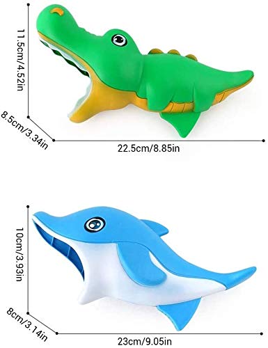 Juego de 2 bolas de plástico para niños, diseño de delfín, dinosaurio, juguete interactivo para padres, niños, juguete para deportes al aire libre, regalo de juego, azul y verde