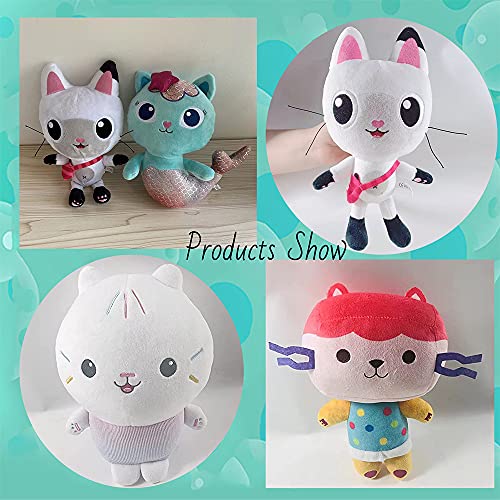 Juego de 2/4 Piezas Gabby's Dollhouse Plushes, 25cm / 9.8in Pandy & Mercat & Cakey & Baby Box Cute Plushes, Peluches de Animales de Peluche para fanáticos de Dibujos Animados (4Pcs Set)