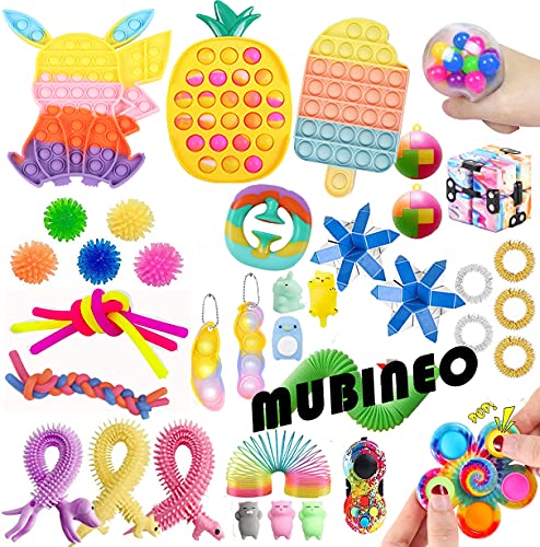 Juego de 41 juguetes sensoriales TIK Tok Fidget Juguetes Fidget Pack Push Bubble Pop Juguete de alivio de la ansiedad para ADD OCD Autistic Niños Adultos Ansiedad autismo, Toy Pack A4,