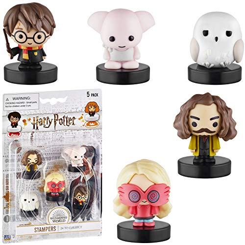 Juego de 5 Sellos de Harry Potter - Regalos, coleccionables, decoración para Fiestas, y Adornos para Tartas de PMI, 6,5 cm (E)