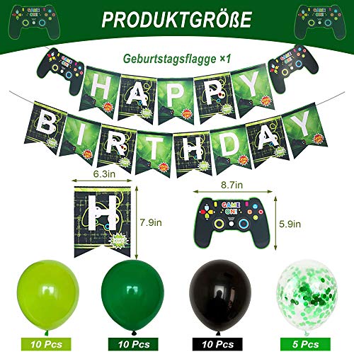 Juego de accesorios para fiesta de cumpleaños con temática de Miner Gamer, decoración para fiestas de cumpleaños, globos con inserciones de pixeles para decoración de cumpleaños o gaming