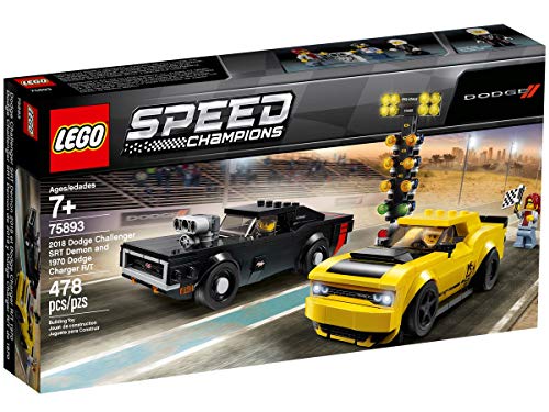 Juego de campeones Lego Speed Champions – 2018 Dodge Challenger SRT Demon y 1970 Dodge Charger R/T 75893 + McLaren Elva 30343 (bolsa de plástico)