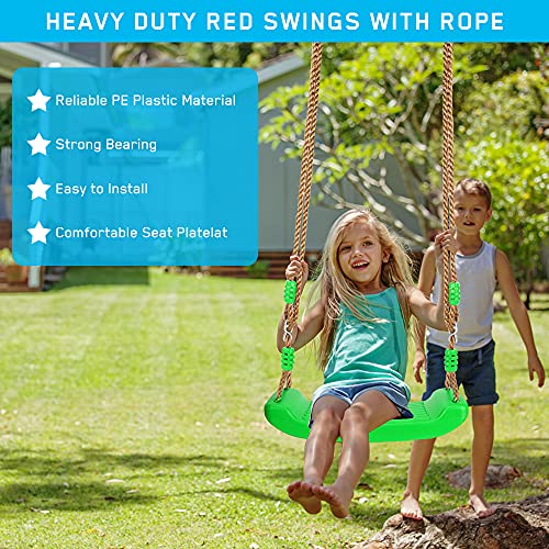 Juego de Columpio para niños Luckits Columpios de plástico con Cuerda Ajustable Juego de Columpio Duradero para Juegos fácil de Instalar Asiento de Columpio Resistente para niños, niñas (Green)