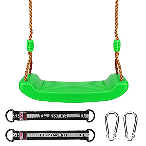 Juego de Columpio para niños Luckits Columpios de plástico con Cuerda Ajustable Juego de Columpio Duradero para Juegos fácil de Instalar Asiento de Columpio Resistente para niños, niñas (Green)