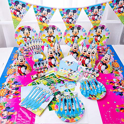 Juego de cubiertos de Mickey Mouse Mickey juego de fiesta servilleta para vasos de papel vajilla para regalo de cumpleaños para niños que incluye servilleta para vasos de papel