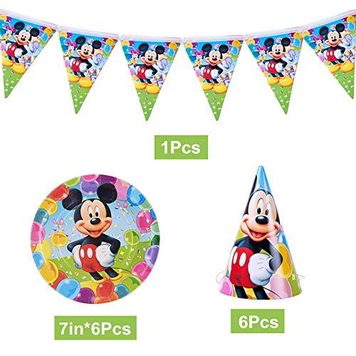 Juego de cubiertos de Mickey Mouse Mickey juego de fiesta servilleta para vasos de papel vajilla para regalo de cumpleaños para niños que incluye servilleta para vasos de papel