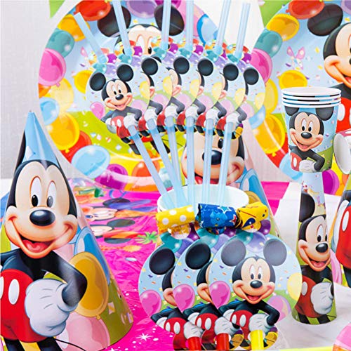 Juego de cubiertos de Mickey Mouse Mickey juego de fiesta servilleta para vasos de papel vajilla para regalo de cumpleaños para niños que incluye servilleta para vasos de papel