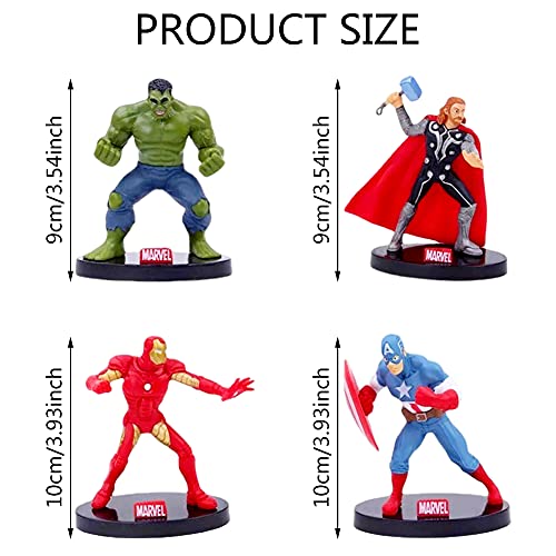 Juego de figuras de acción de Superhéroe, 4 piezas Marvel figuras de acción para superhéroes de cumpleaños, decoración de magdalenas, decoración de magdalenas