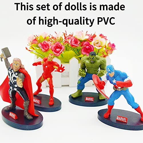 Juego de figuras de acción de Superhéroe, 4 piezas Marvel figuras de acción para superhéroes de cumpleaños, decoración de magdalenas, decoración de magdalenas