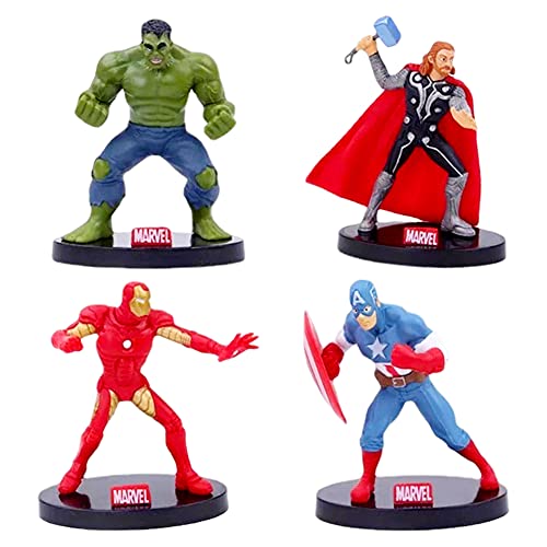 Juego de figuras de acción de Superhéroe, 4 piezas Marvel figuras de acción para superhéroes de cumpleaños, decoración de magdalenas, decoración de magdalenas