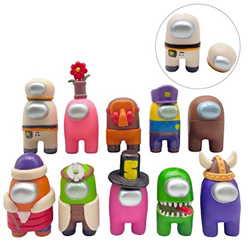 Juego de Figuras de Juguete, 10Piezas Entre Nosotros Figura De Juguete,Mini Among Us Muñeca De Juguete,Colección Muñecas Dibujos Animados,Regalos Fiesta Para Fanáticos Los Juegos Colección de Juguetes