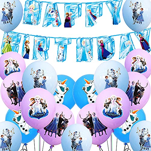 Juego de globos para cumpleaños de Elsa Princess, decoración compacta para fiestas de cumpleaños infantiles.