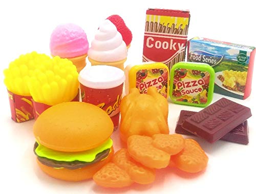 Juego de Hamburguesas, Patatas Fritas, Helados, Nuggets y más, Conjunto de Comida Hamburguesa, Conjunto de Alimentos Mcdonalds, Juego de comida de la casa, Accesorios de la casa de juego,