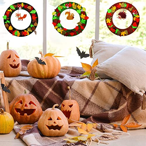 Juego de manualidades para niños de otoño, 3 unidades, coronas de otoño, juego de manualidades para niños, de fieltro, con erizo, ardilla, patrón de zorro para decorar en otoño