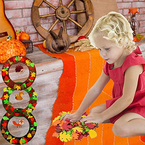 Juego de manualidades para niños de otoño, 3 unidades, coronas de otoño, juego de manualidades para niños, de fieltro, con erizo, ardilla, patrón de zorro para decorar en otoño