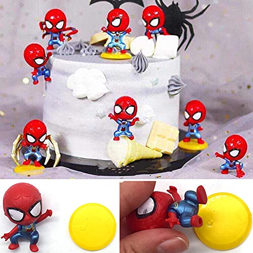 Juego de Mini Spiderman de 8 Piezas,BESTZY Mini Juego de Figuras Caricatura Cake Topper Niños Mini Cake Topper Juguetes Baby Shower Fiesta de cumpleaños Pastel Decoración Suministros