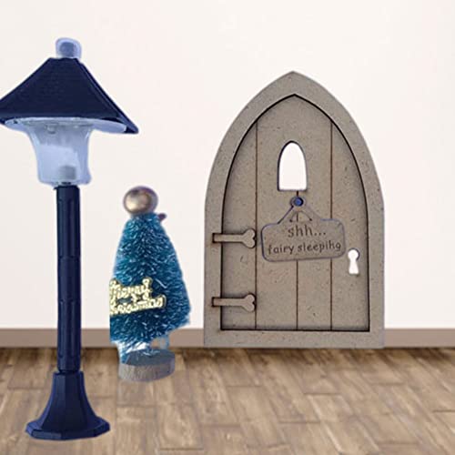 Juego De Puertas De La Casa De La Casa De Navidad Miniatura Alfombra Escalera Escoba Guirnalda Balloon Street Light Doll House Garden Ornaments Set Doll House Accesorios para Niños Niños