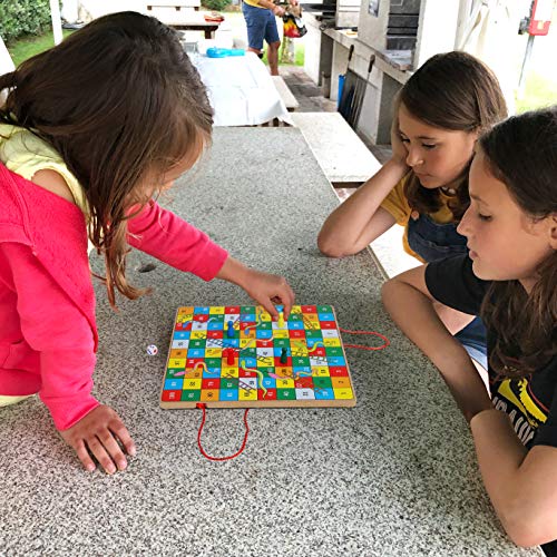 Juego de serpientes y escaleras de madera - mesa y rompecabezas de laberinto magnético - juguetes para niños números matemáticos Montessori - viajes silenciosos para niños pequeños - tablero ocupado