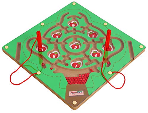 Juego de serpientes y escaleras de madera - mesa y rompecabezas de laberinto magnético - juguetes para niños números matemáticos Montessori - viajes silenciosos para niños pequeños - tablero ocupado